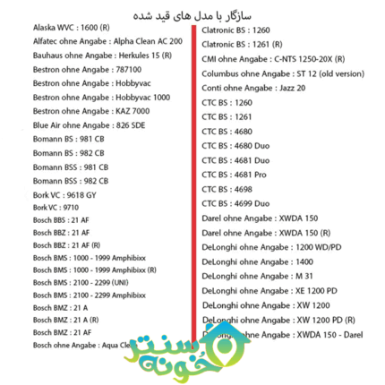پاکت جاروبرقی سطلی کارچر روونتا بوش و الکترولوکس