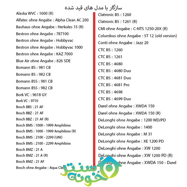 پاکت جاروبرقی سطلی کارچر روونتا بوش و الکترولوکس